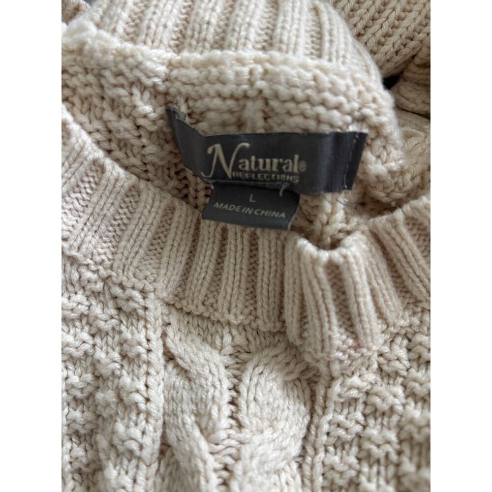 Natural Reflections Cream Cableknit Sweater Fisherman Large - Picture 5 of 8